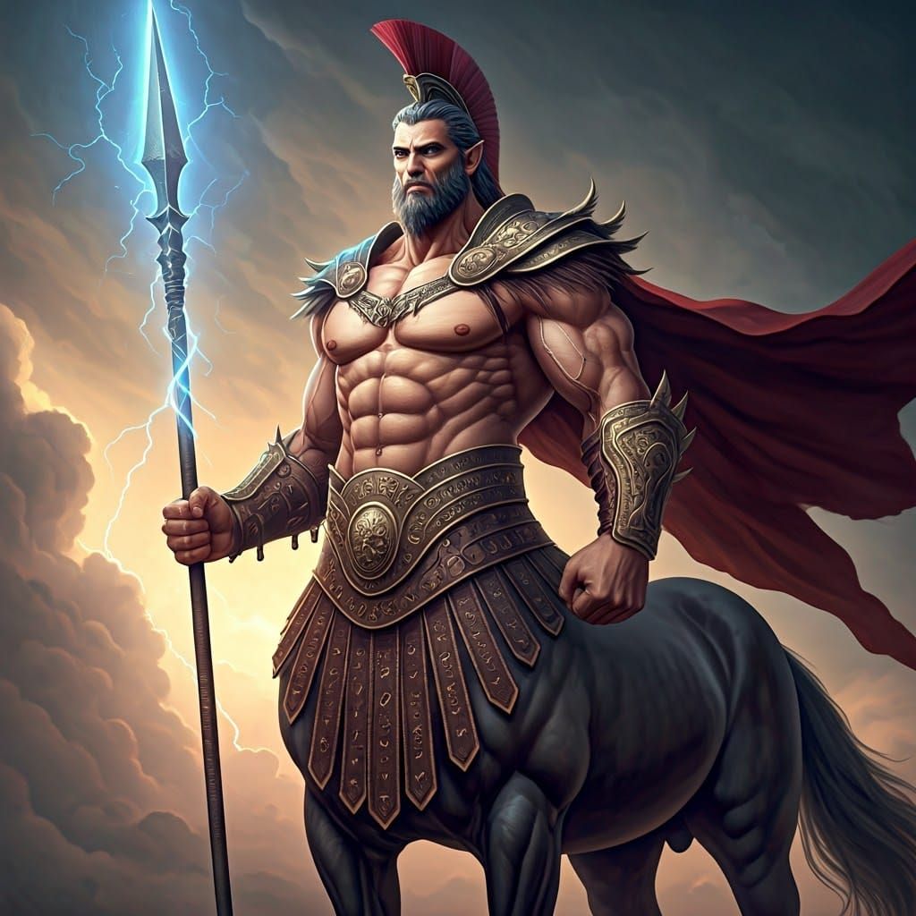 Heroic Centaur Warrior in Ancient Greek Armor