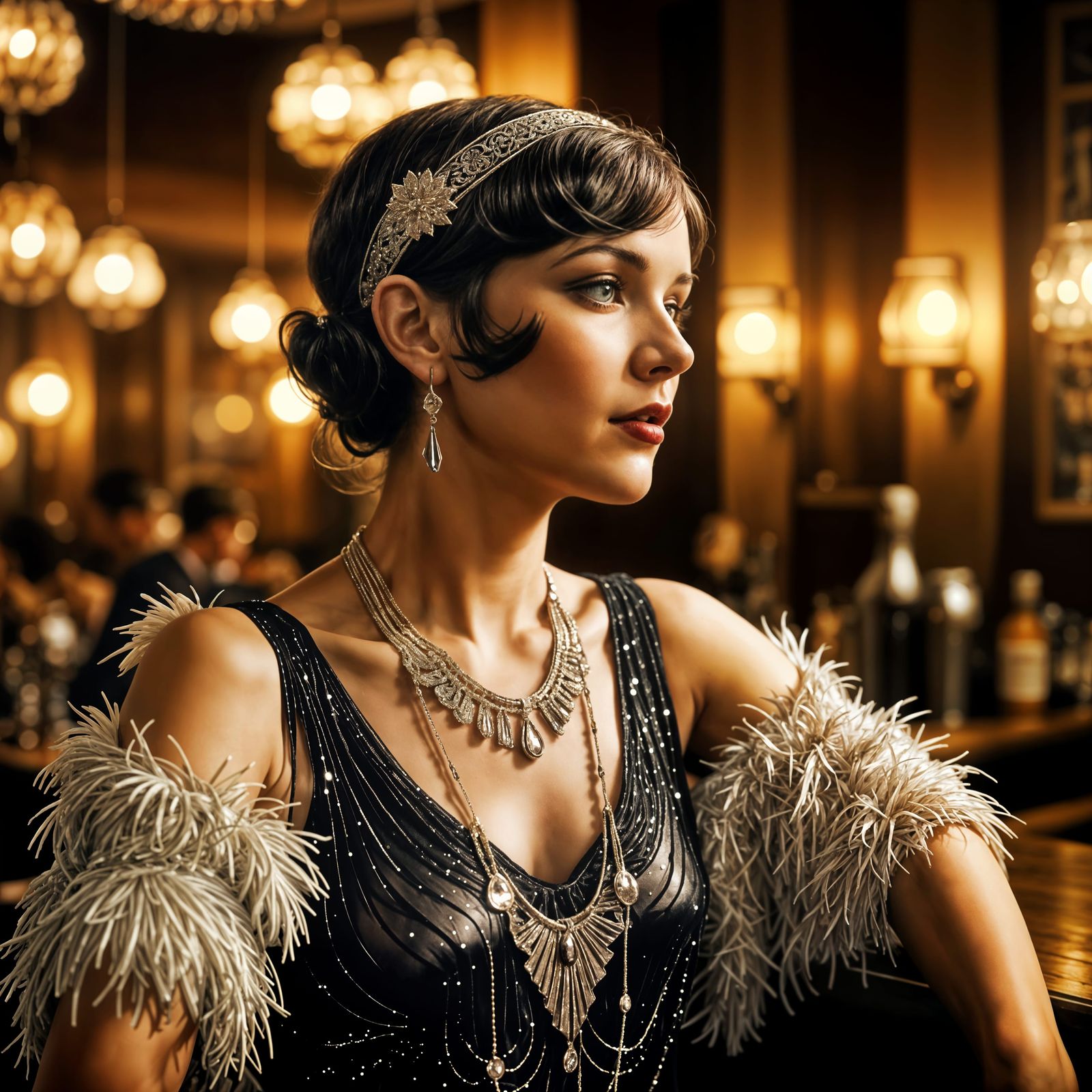 Art Deco Flapper in Vintage Glamour Style