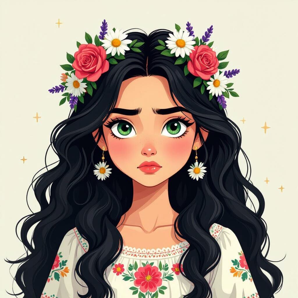 Ukrainian Girl Cartoon in Hanna-Barbera Style