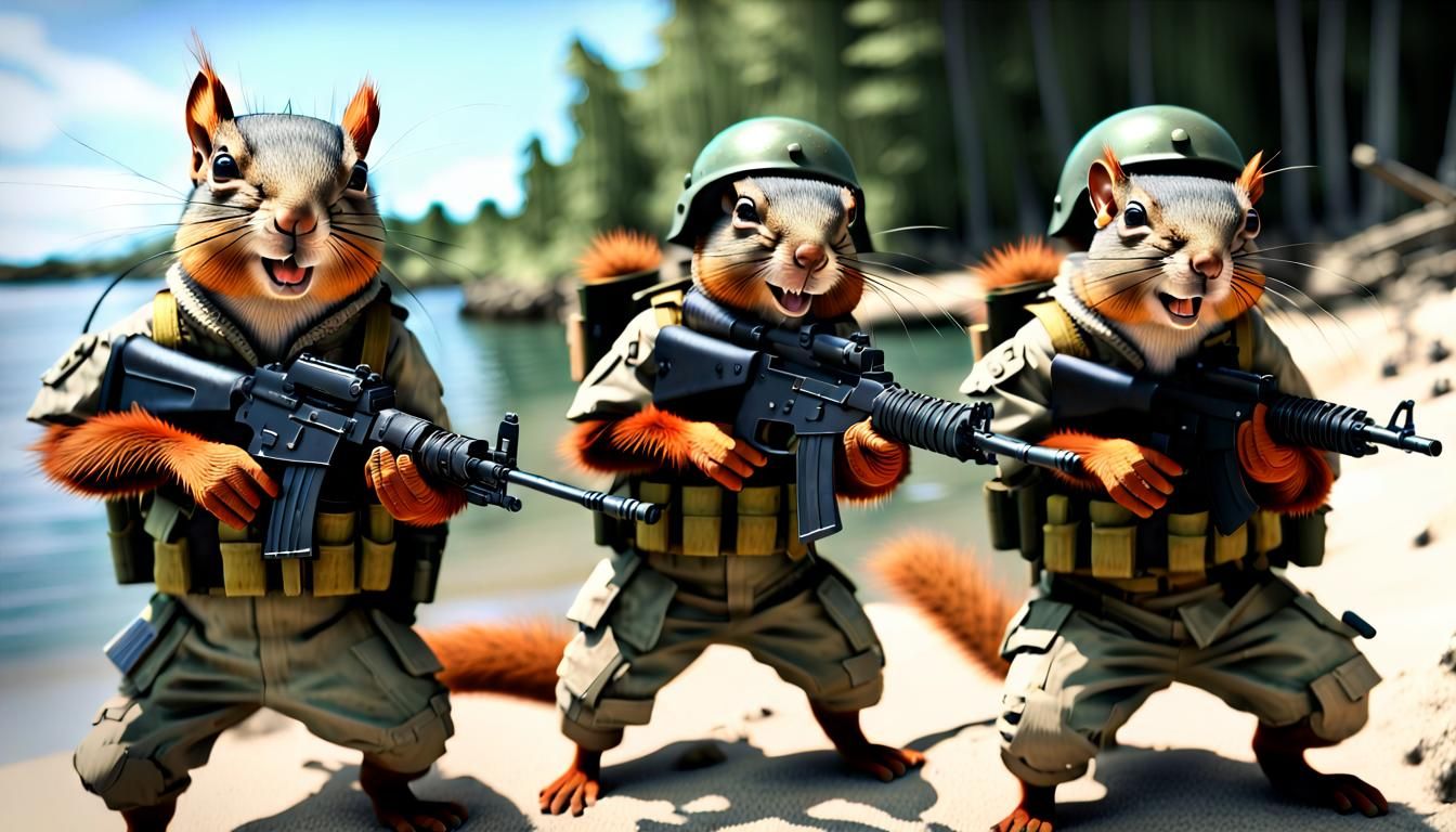 Squirrel Soldiers Reenact D-Day in Hyperrealism