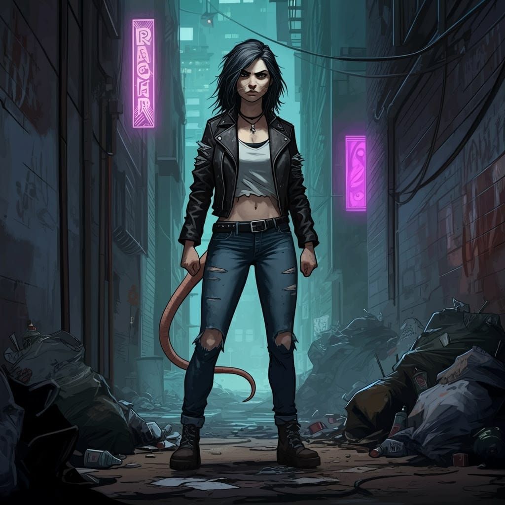 Ratcatcher in Gritty Alleyway, Dynamic Realism