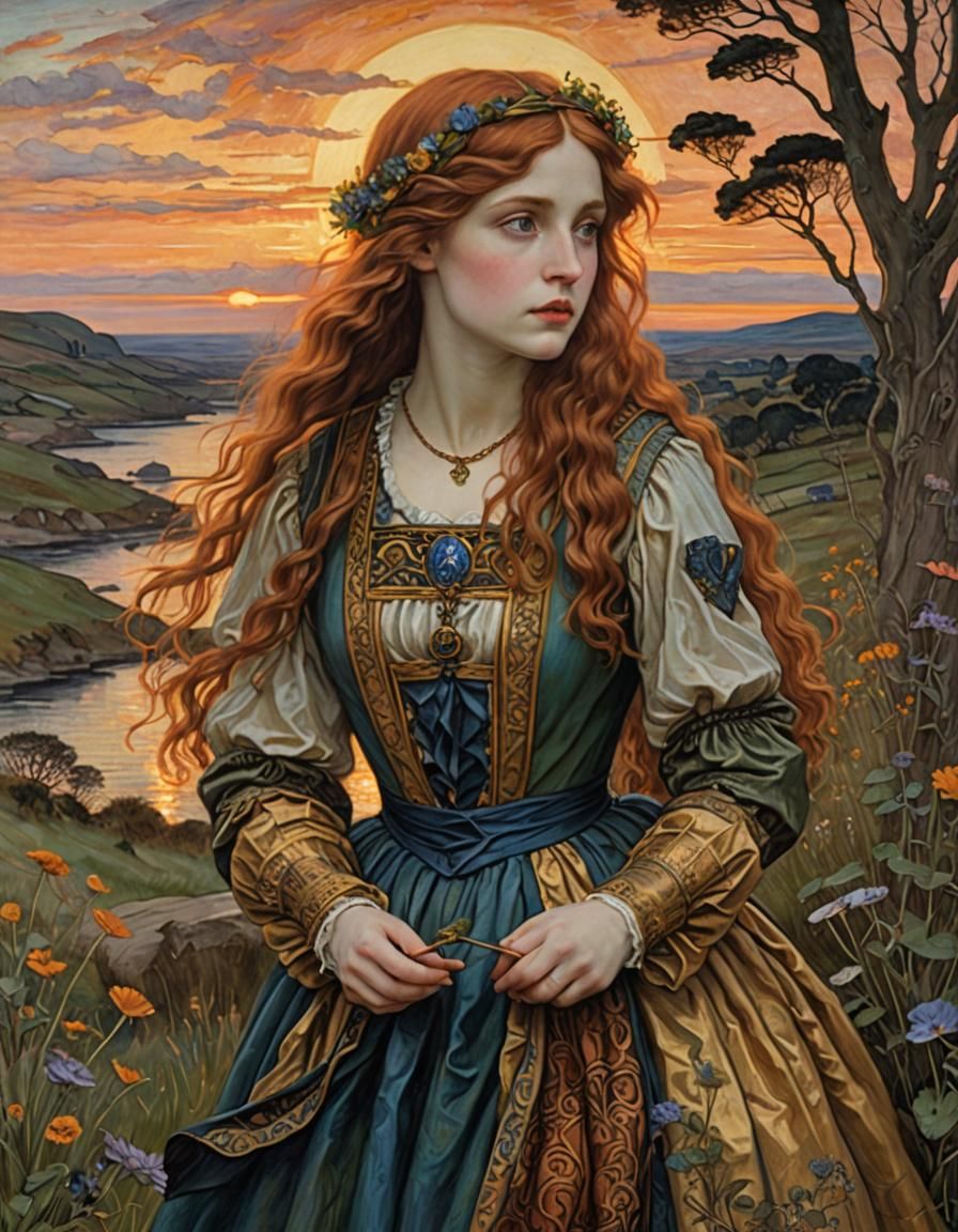 Alice in Pre-Raphaelite Sunset Style