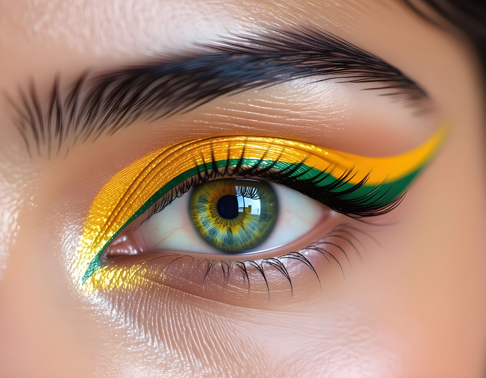 Patriotic Eye: Close-Up Photo with Tricolor Eyeliner