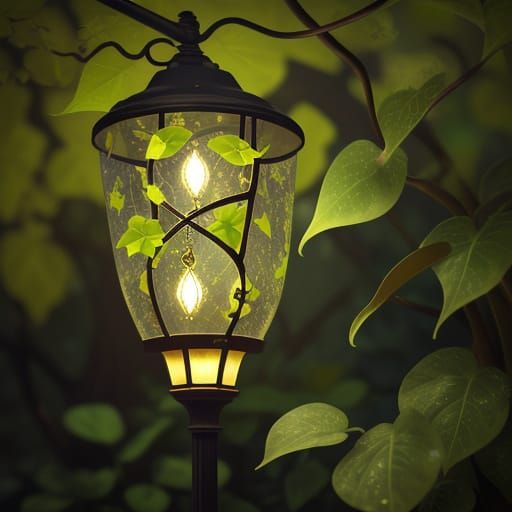 Futuristic Bio-Luminescent Street Lamp with Intertwined Plan...