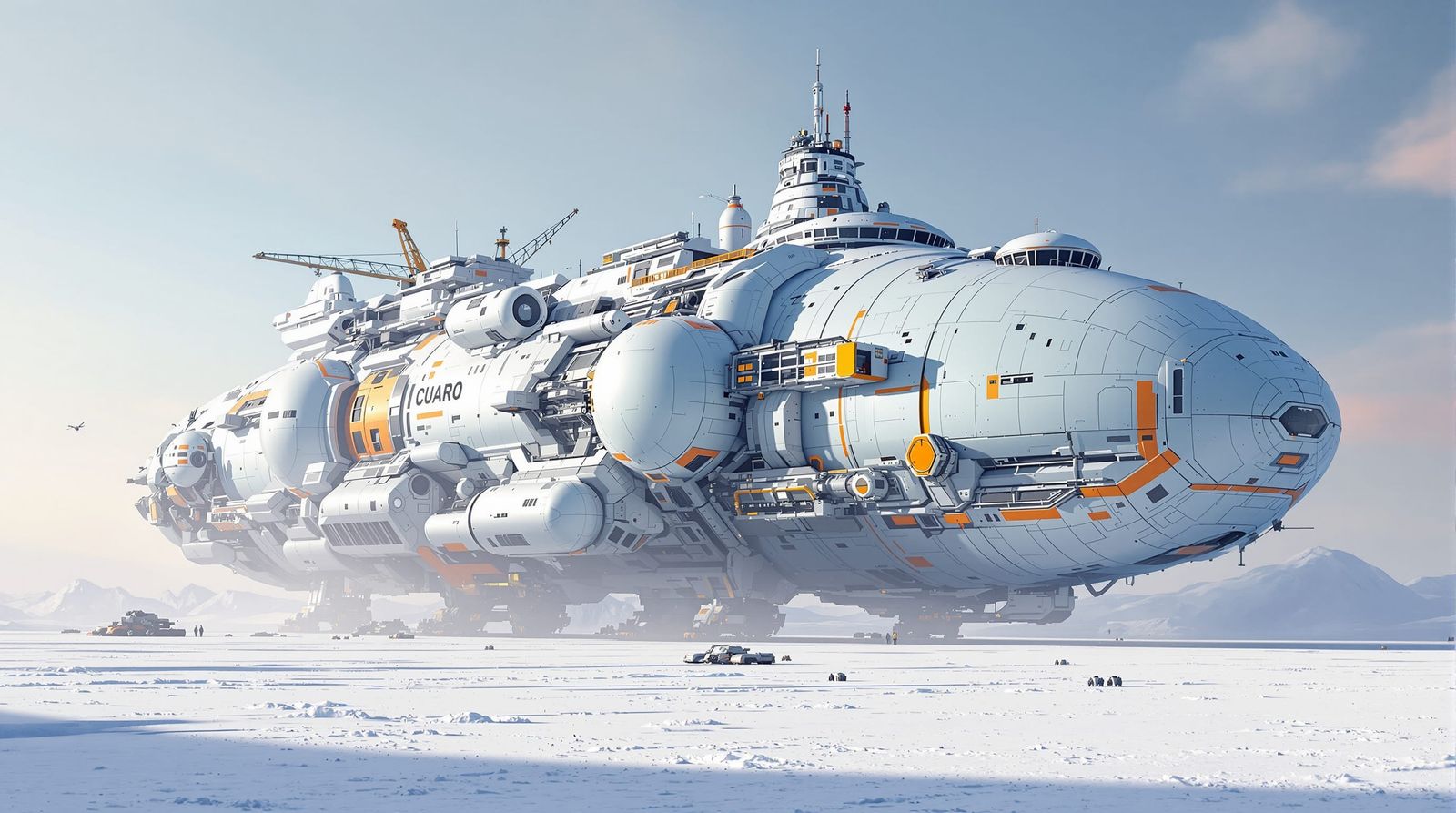 Colossal Spaceship City Lands on Frozen Planet