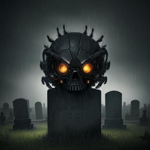 Chrome Steam Spiders in Rainy Graveyard