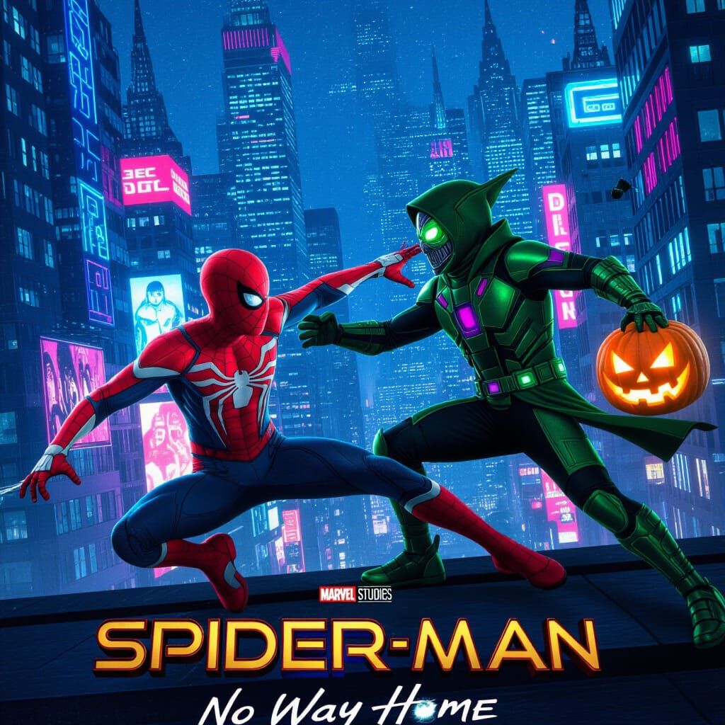 Futuristic Spider-Man vs. Green Goblin Movie Poster