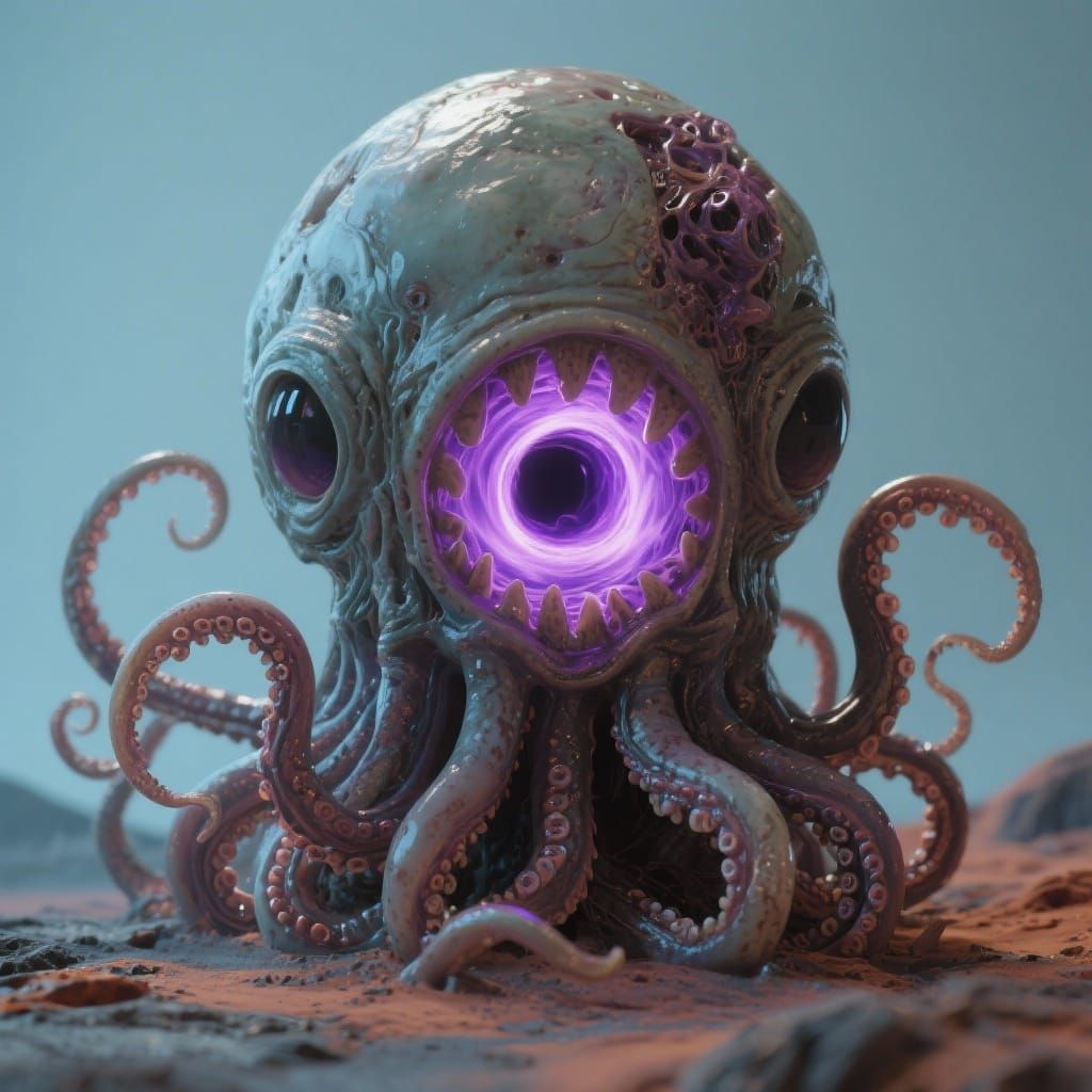 Tentacled Creature with Light from Purple Vortex