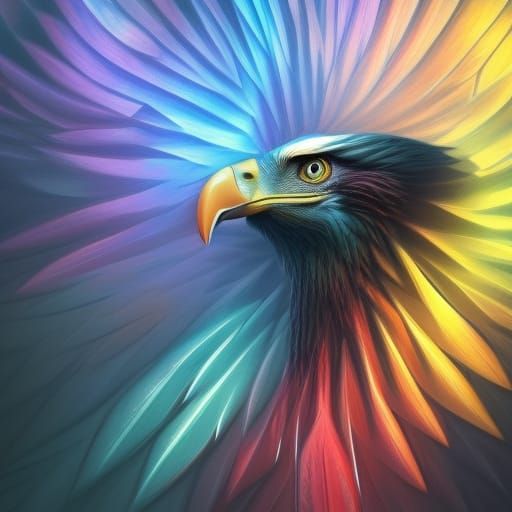 Colorful Eagle Digital Painting in Art Nouveau Style