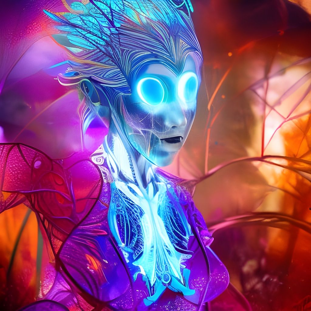 Ethereal Landscape with Glass Buildings in Futuristic Style