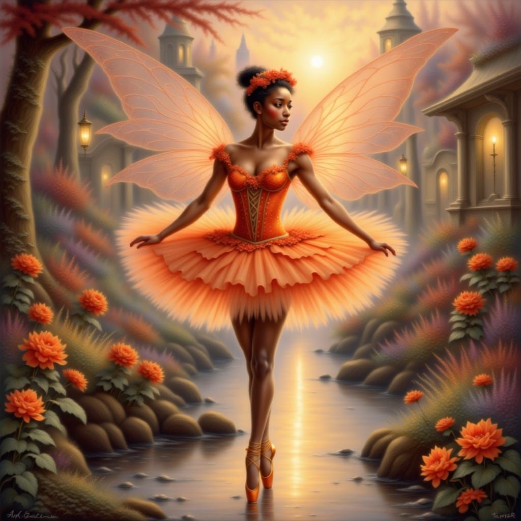 Ballerina Fairy in Majestic Fire Tutu