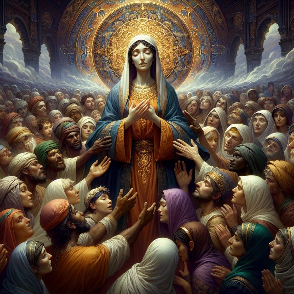 Holy Mary Extends Hands in Mercy: Digital Painting