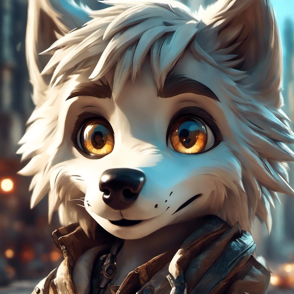 Chibi Wolf Plays Golf in Bright, Detailed 3D Render