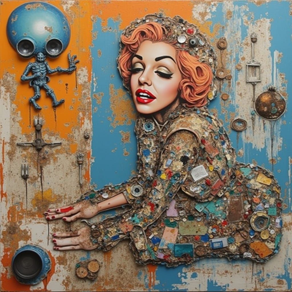 Marilyn Monroe Alien Abduction: Abstract Expressionist Art