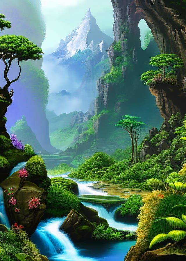 Lush Pandora Landscape with Bioluminescent Flora