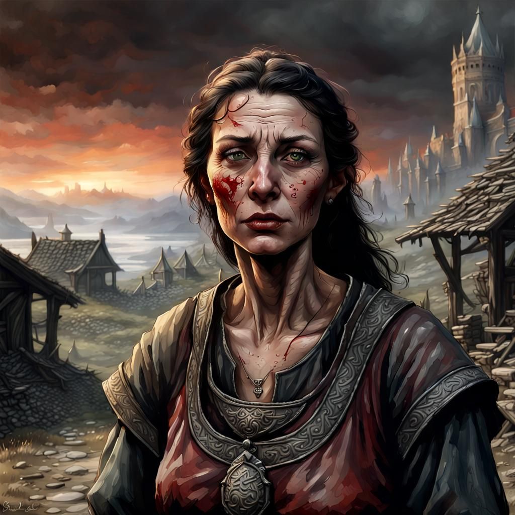 Medieval Peasant Woman in Plague-Ridden Kvatch