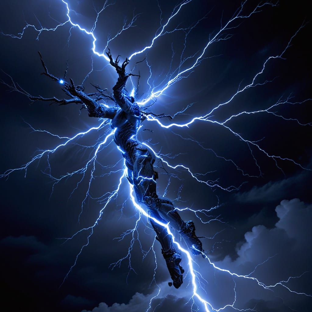 Ethereal Blue Lightning Bolt Illuminates the Sky