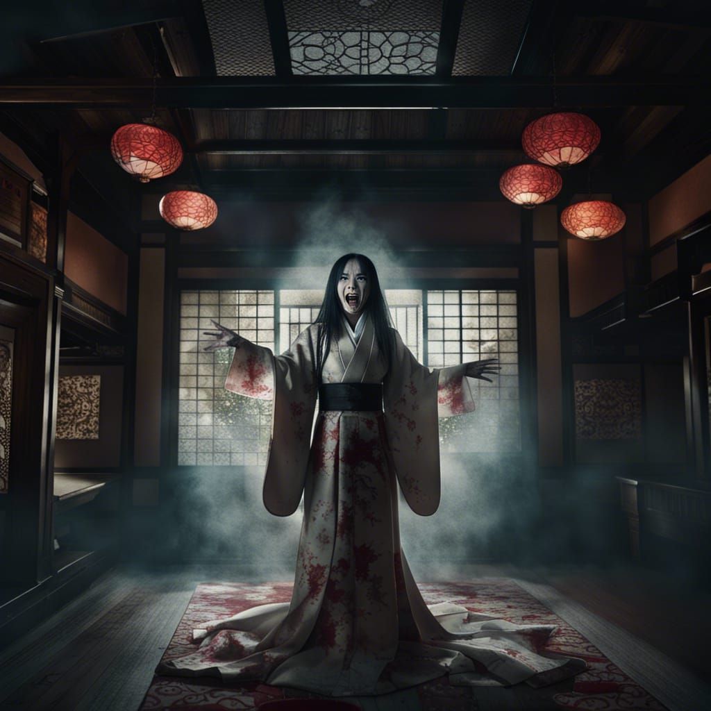 Horrifying Japanese Ghost Woman in Haunted Mansion