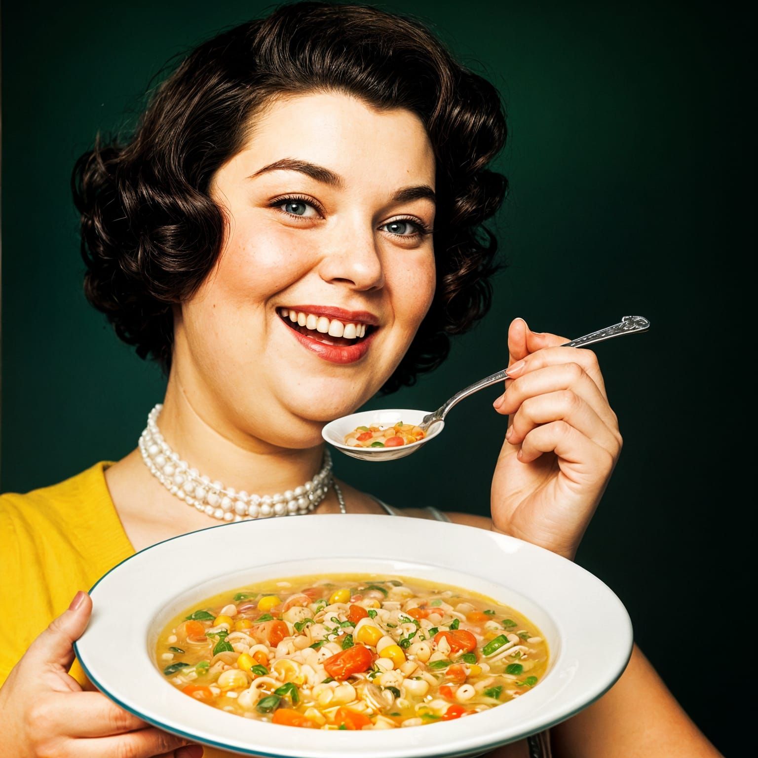 1950s Style Woman with Vegetable Soup
