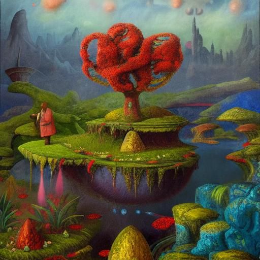 Surreal Giraffe-Headed Man Reading in Traffic