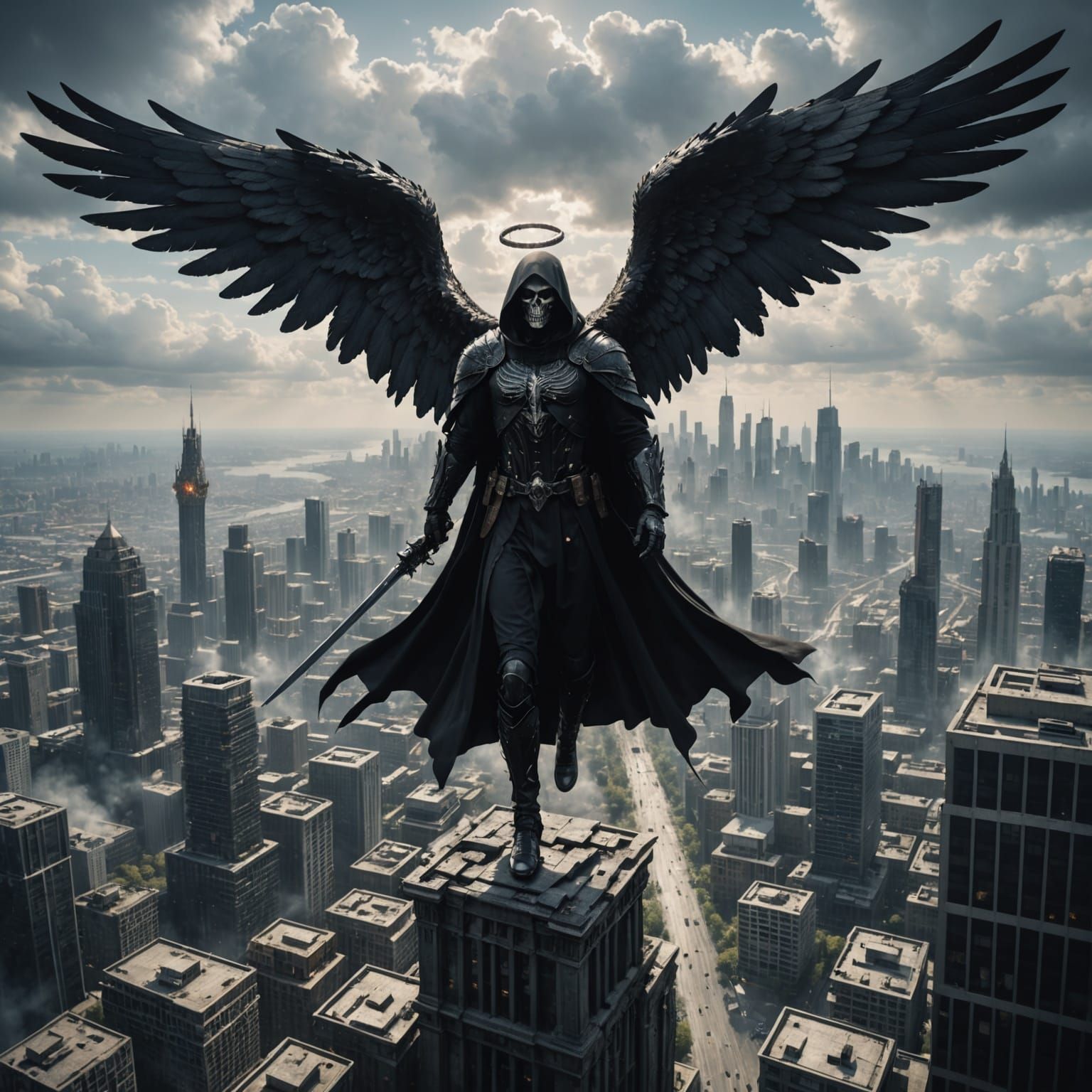 Angel of Death Soars Over a Modern Metropolis
