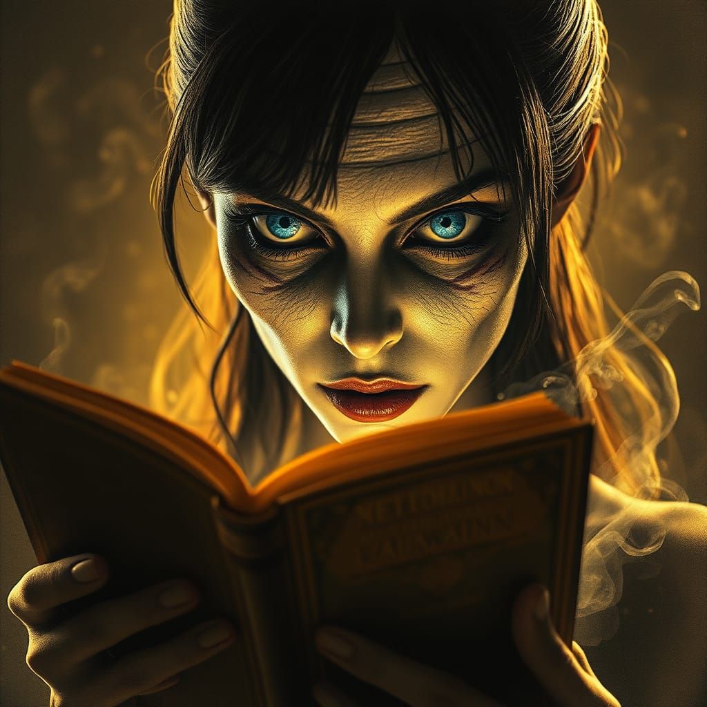 Hyperrealist Demon Maiden Exorcism in Charcoal