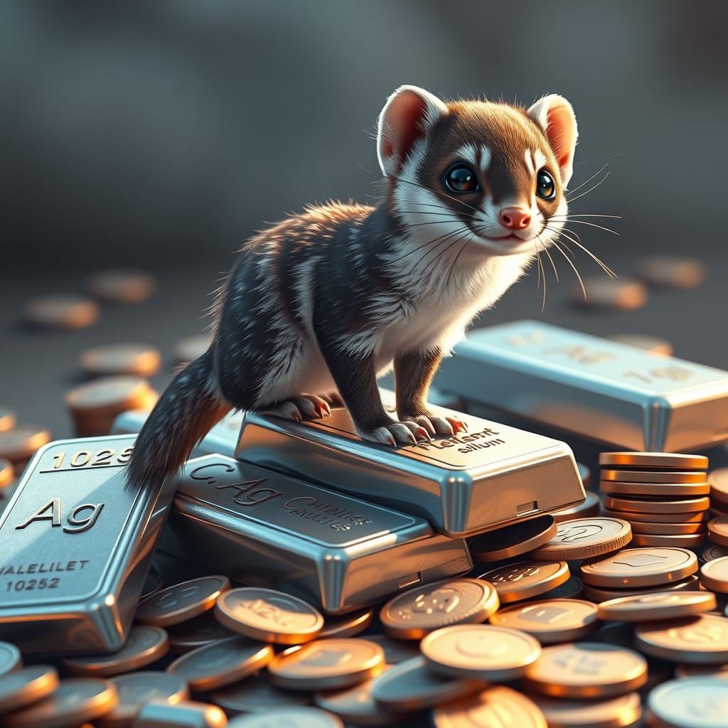 Weasel on Silver Bullion in Studio Trigger Style