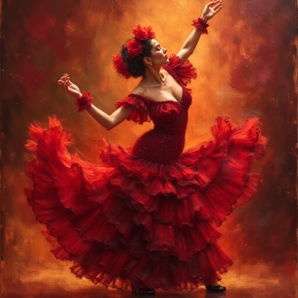 Dramatic Flamenco Dancer with Bold Style