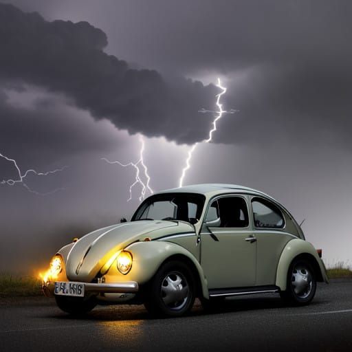 Electric Storm Unleashes Fury on Classic VW Bug