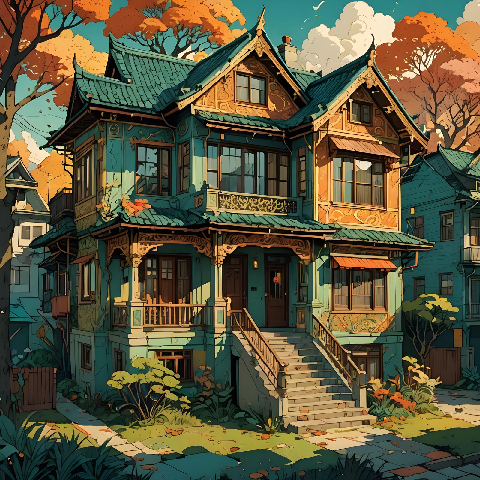 Hyperrealistic House in Splash Art Style