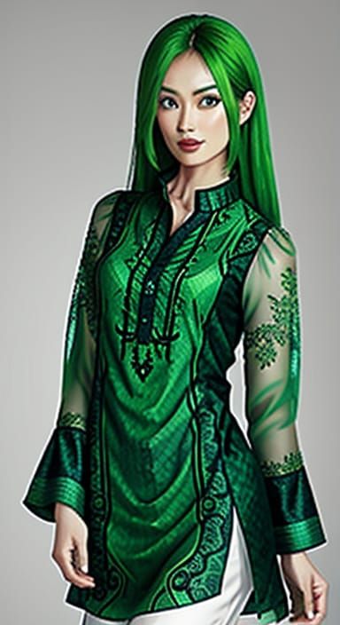 Serpentine Goddess in Emerald Tunic