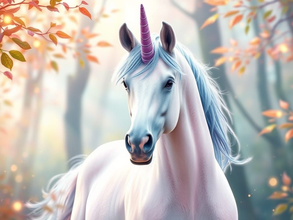 Enchanted Unicorn Portrait in Dreamlike Watercolor