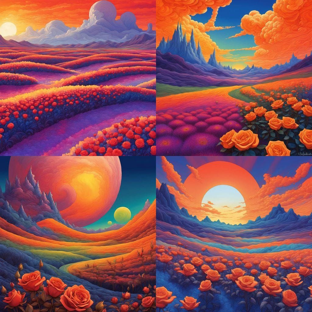 Majestic Aurora Roses in Abstract Vector Style