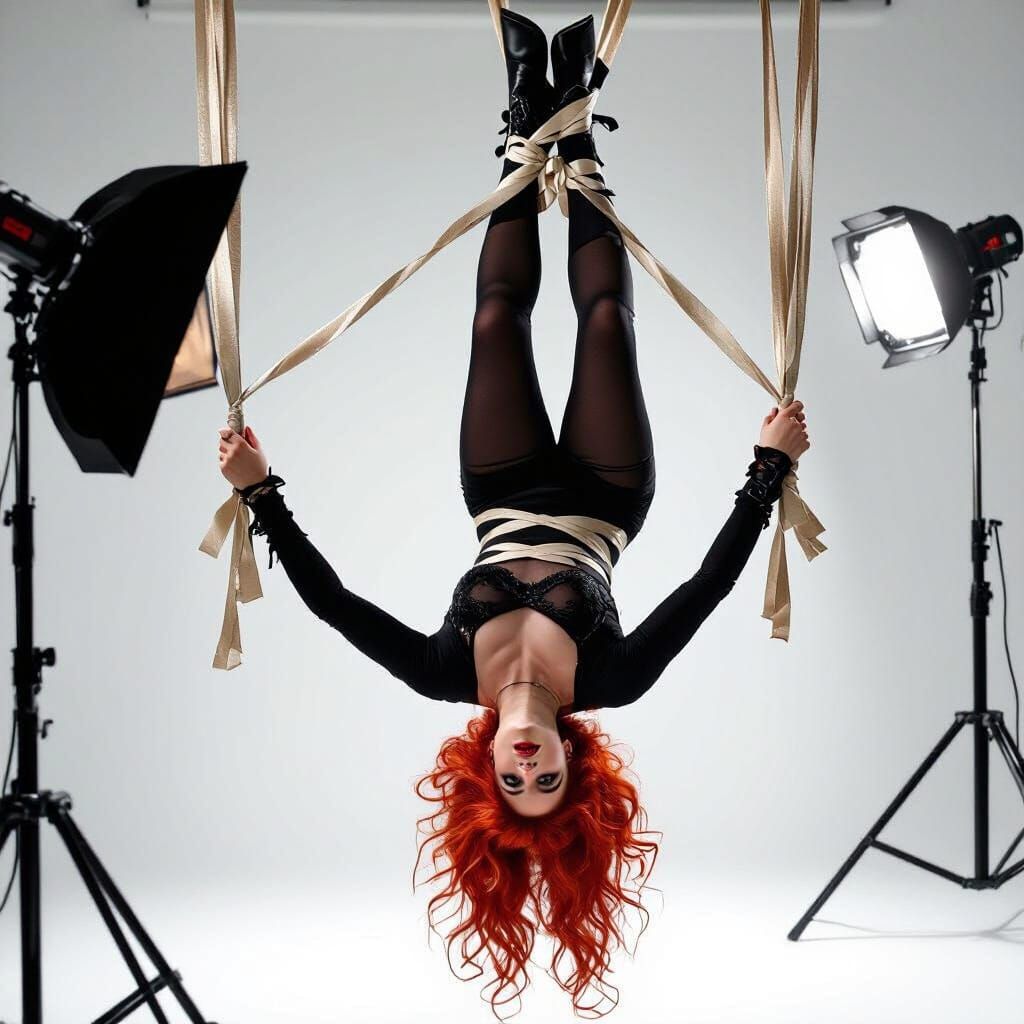 Bound Magician's Assistant in Dramatic Studio Lighting