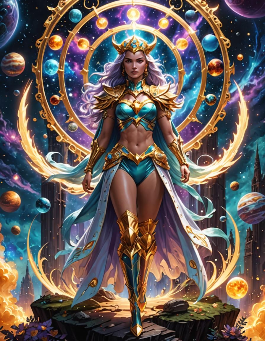 Rainbow Dragon Girl with Metal Skeleton in Anime Style