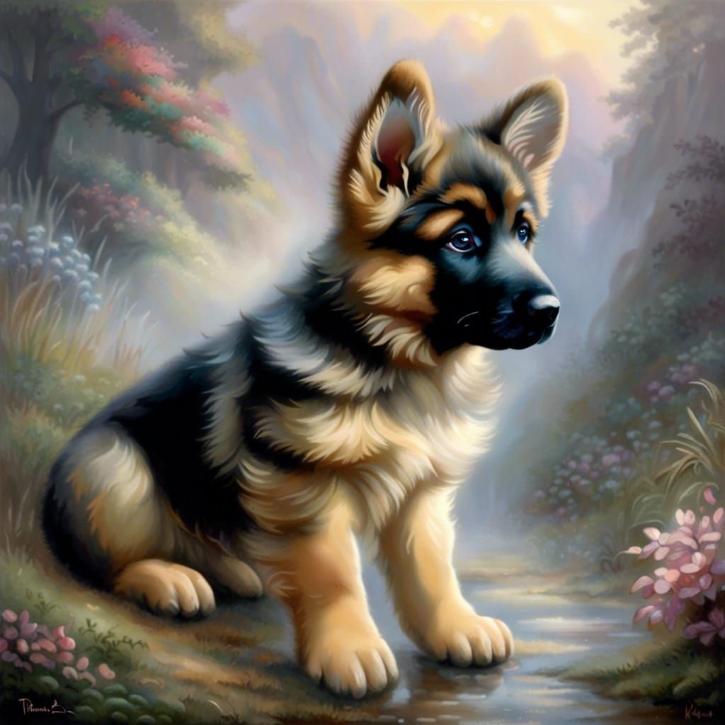 German Shepherd Puppy in Ethereal Fantasy Style