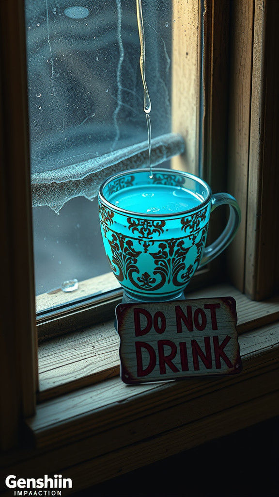 Ornate Cup with Luminous Liquid in Anime Style