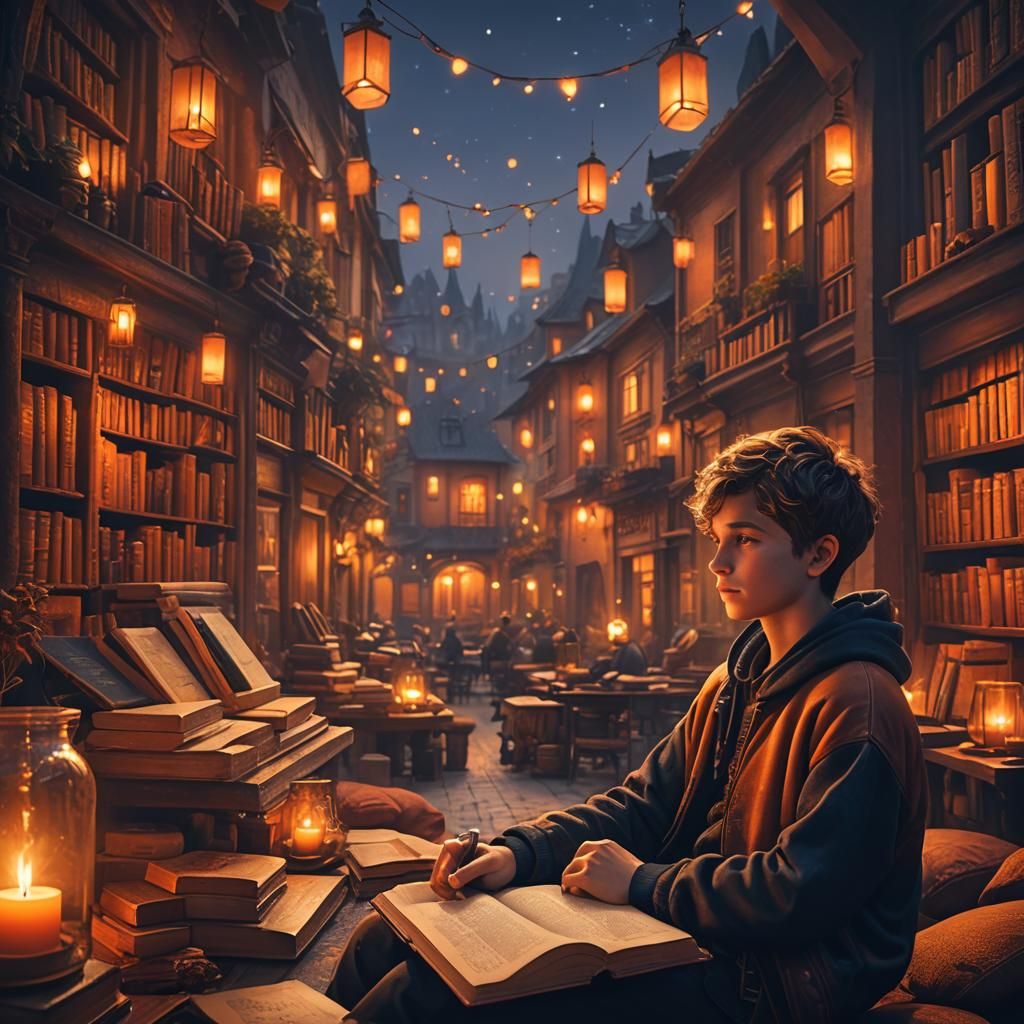 Cozy Evening Scene with Boy in Golden Light