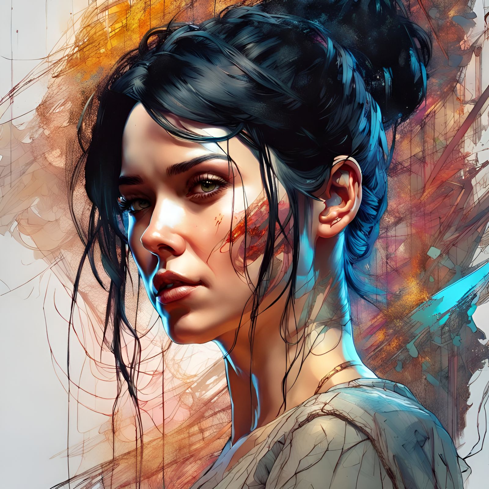 Detailed Digital Art of a Beautiful Woman