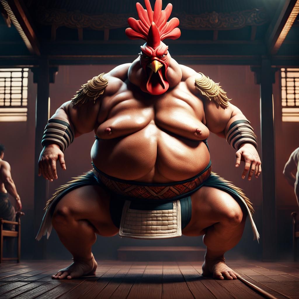 Sumo wrestler rooster