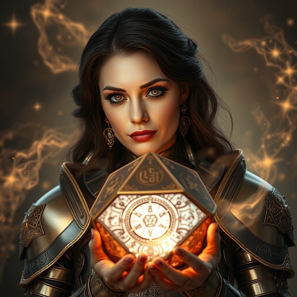 Regal Warrior in Shimmering Art Nouveau Armor