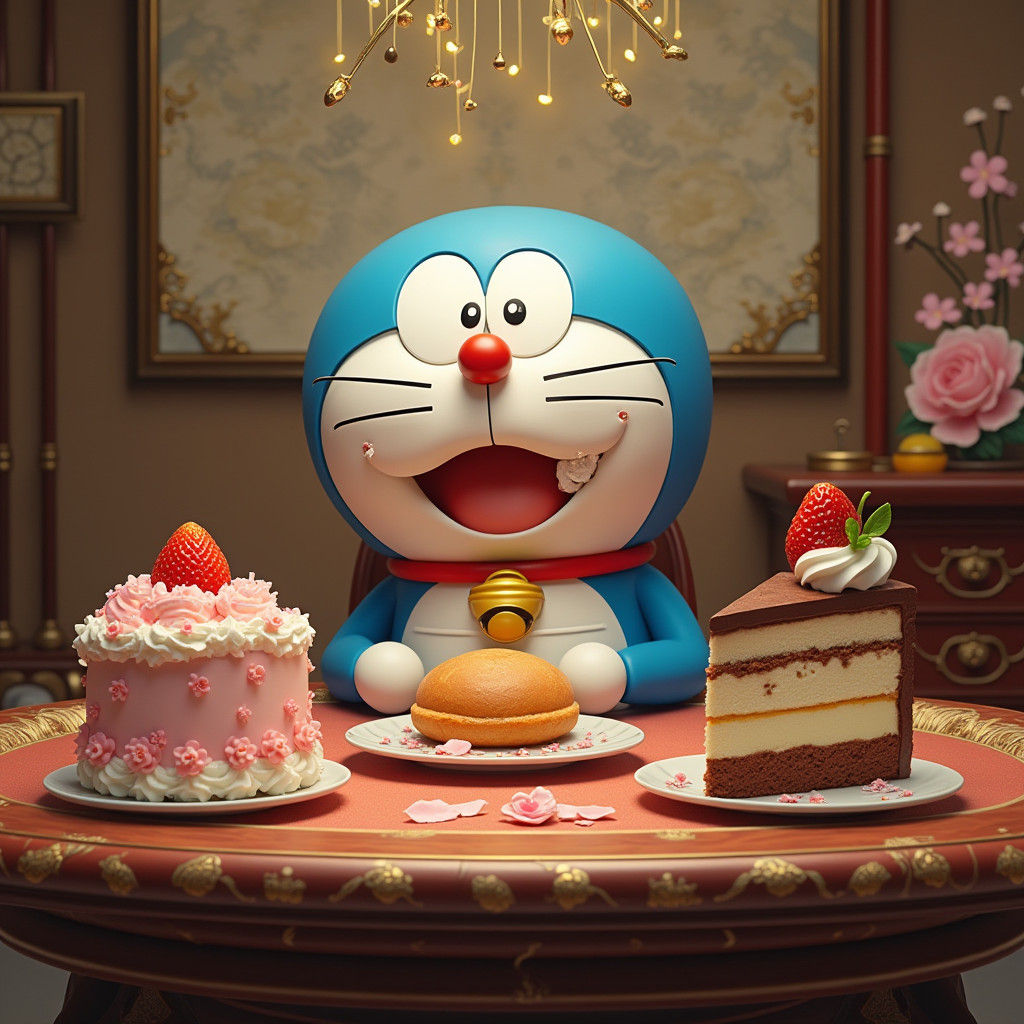 Doraemon's Dessert Dream: An 8k Matte Painting