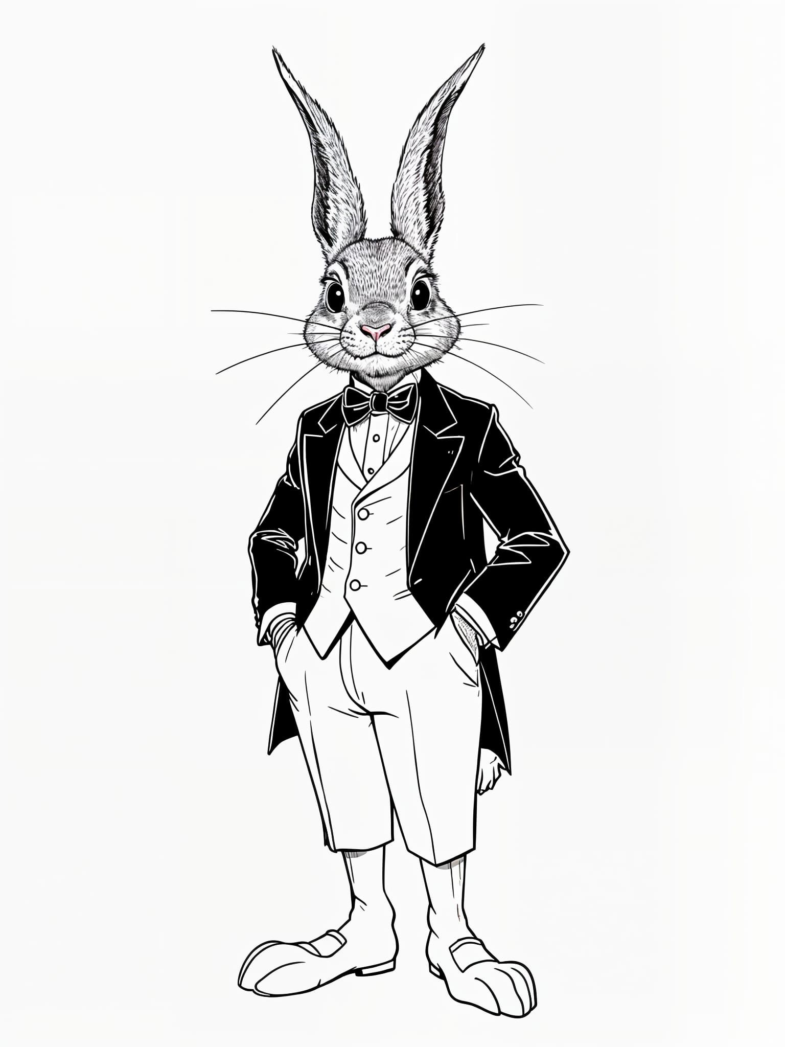 Rabbit in a tuxedo.