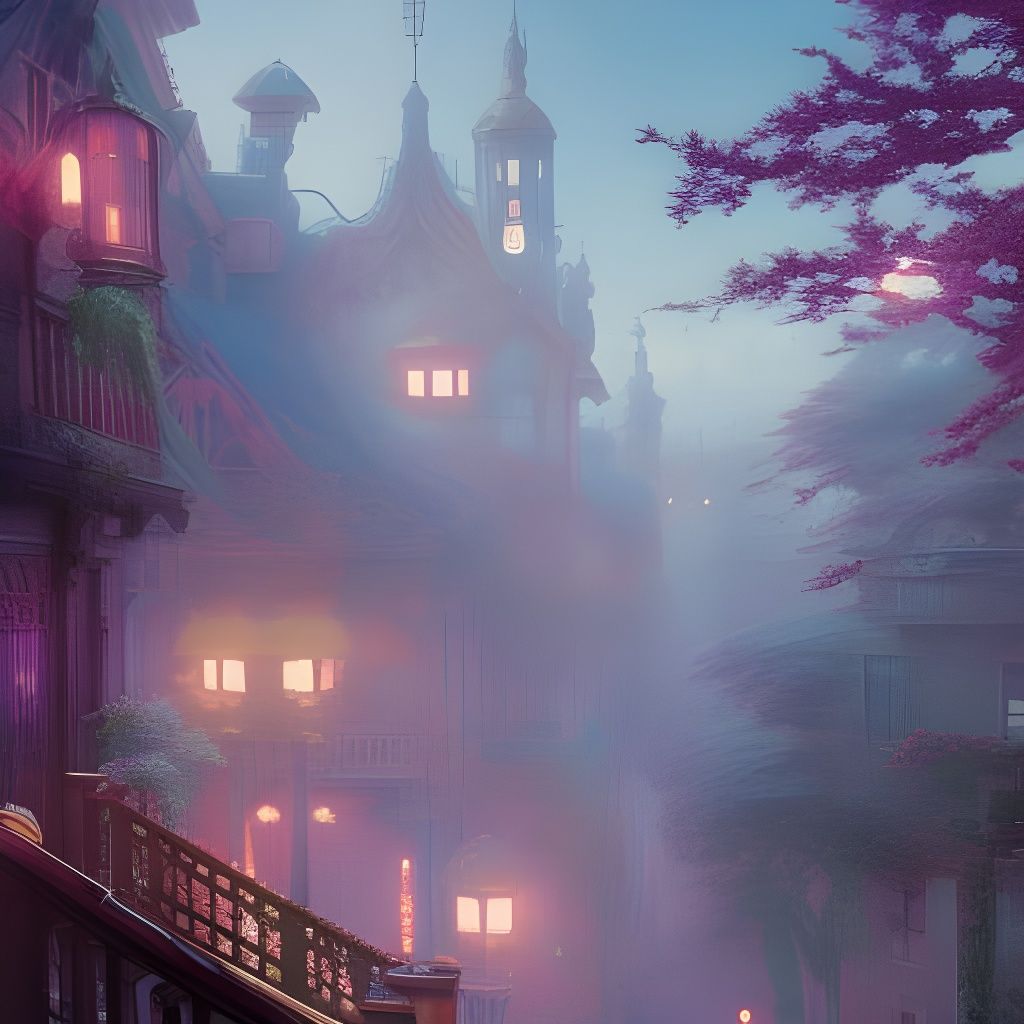 Decorated Easter Egg in Ghibli Fantasy City