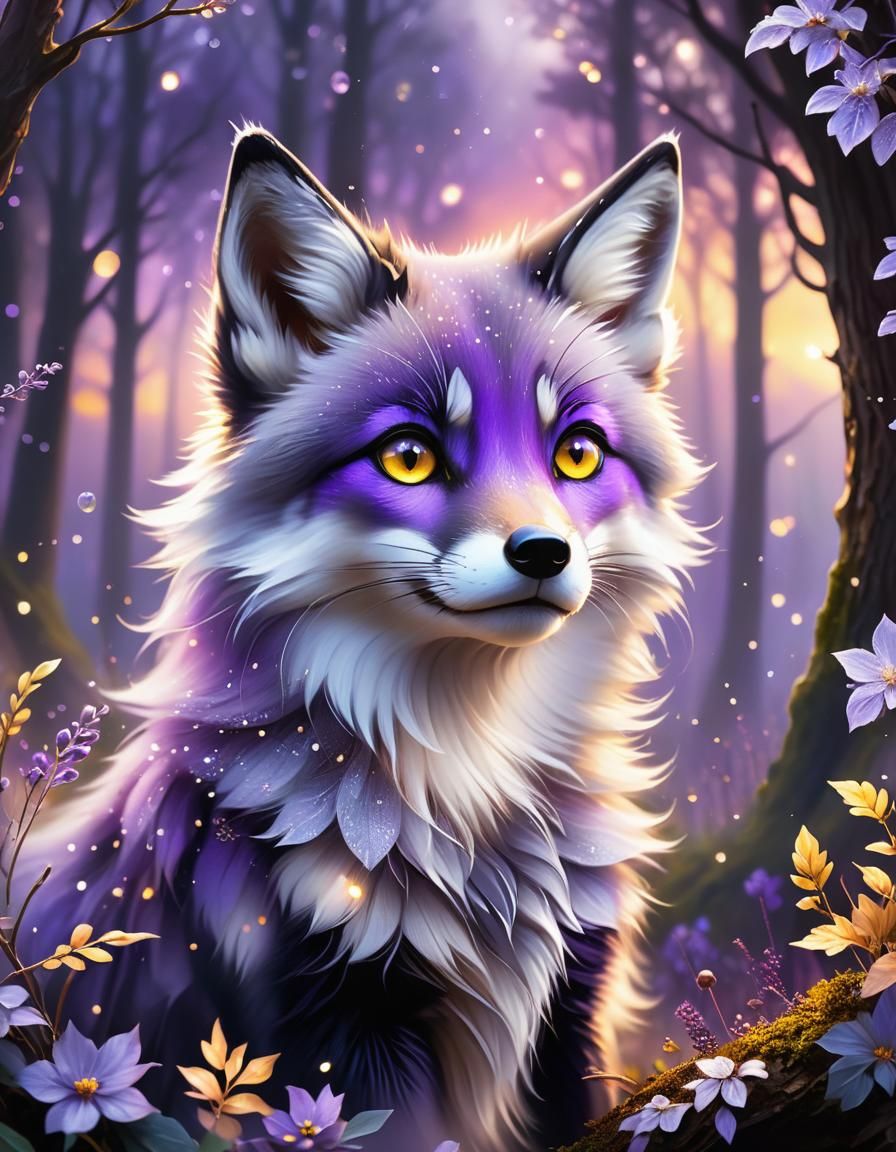Fantasy Fox Portrait in Dreamy Forest Setting