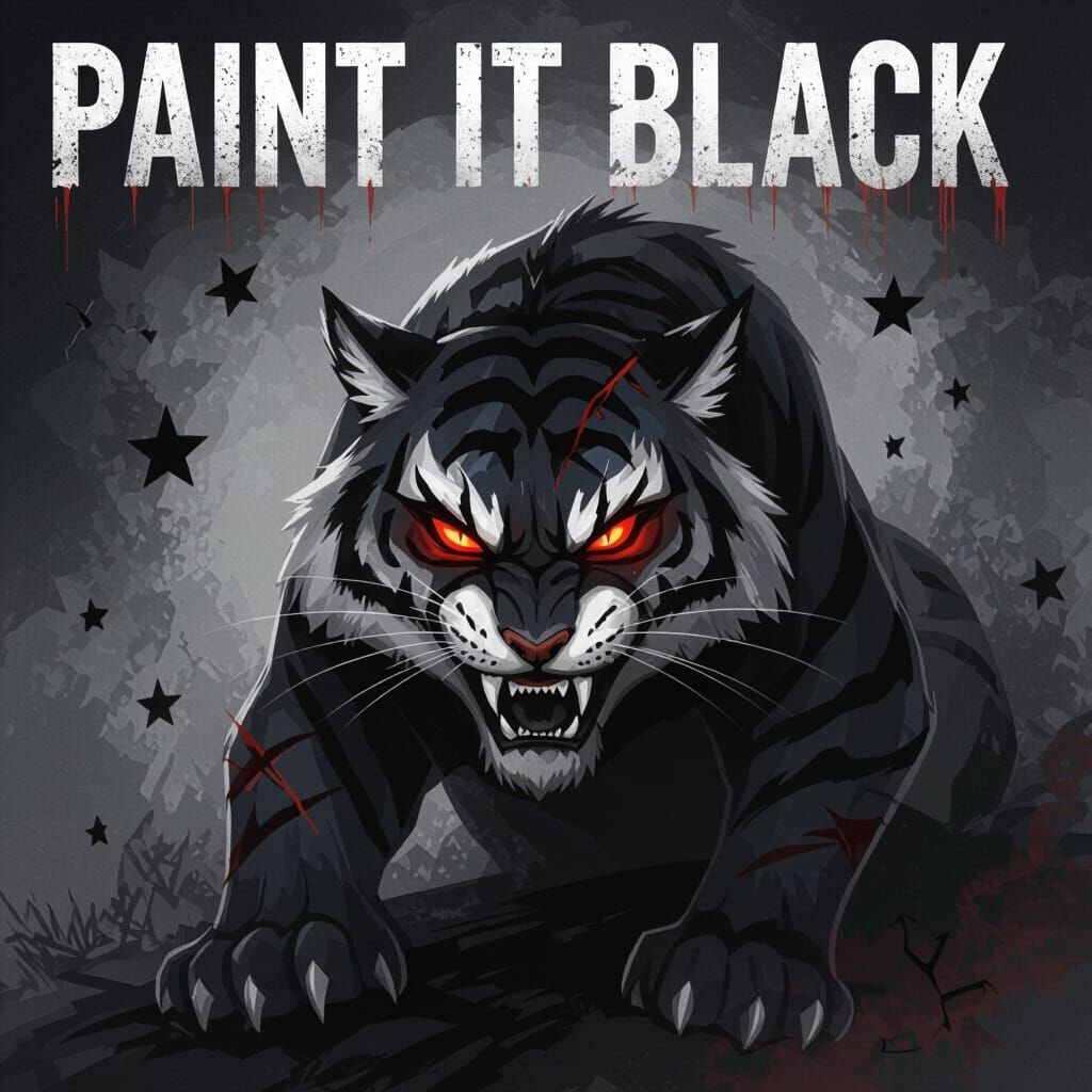 Tigerstar Silhouette in Dark, Haunting Digital Art