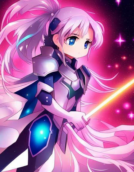 Knight girl wielding a light saber