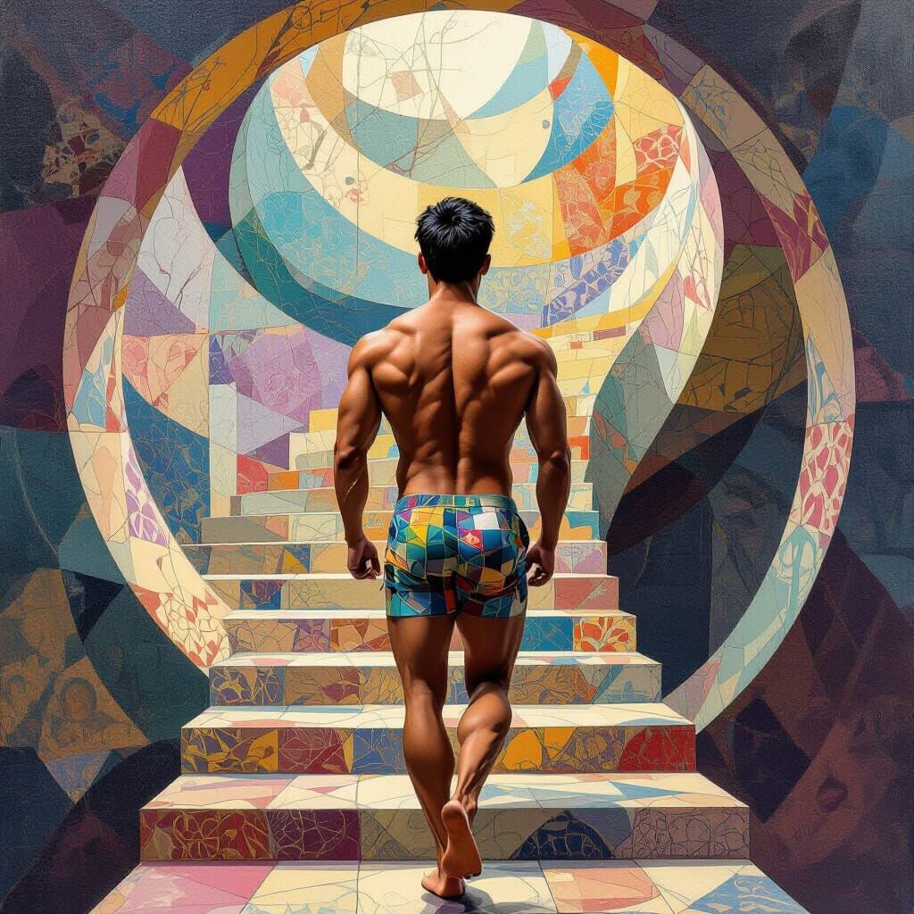 Colorful Vertigo Art of Muscled Men with Perfect Glutes