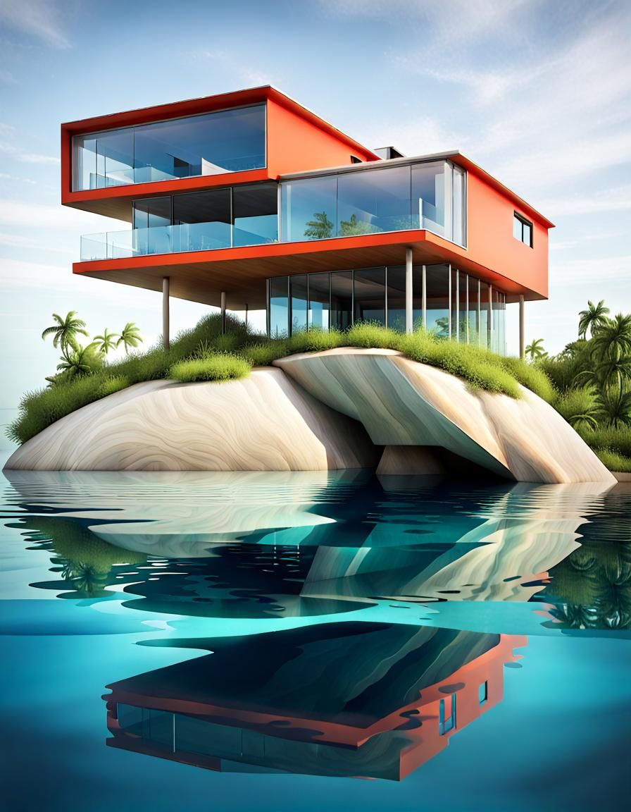 Modern Abstract House with Underwater Viewing