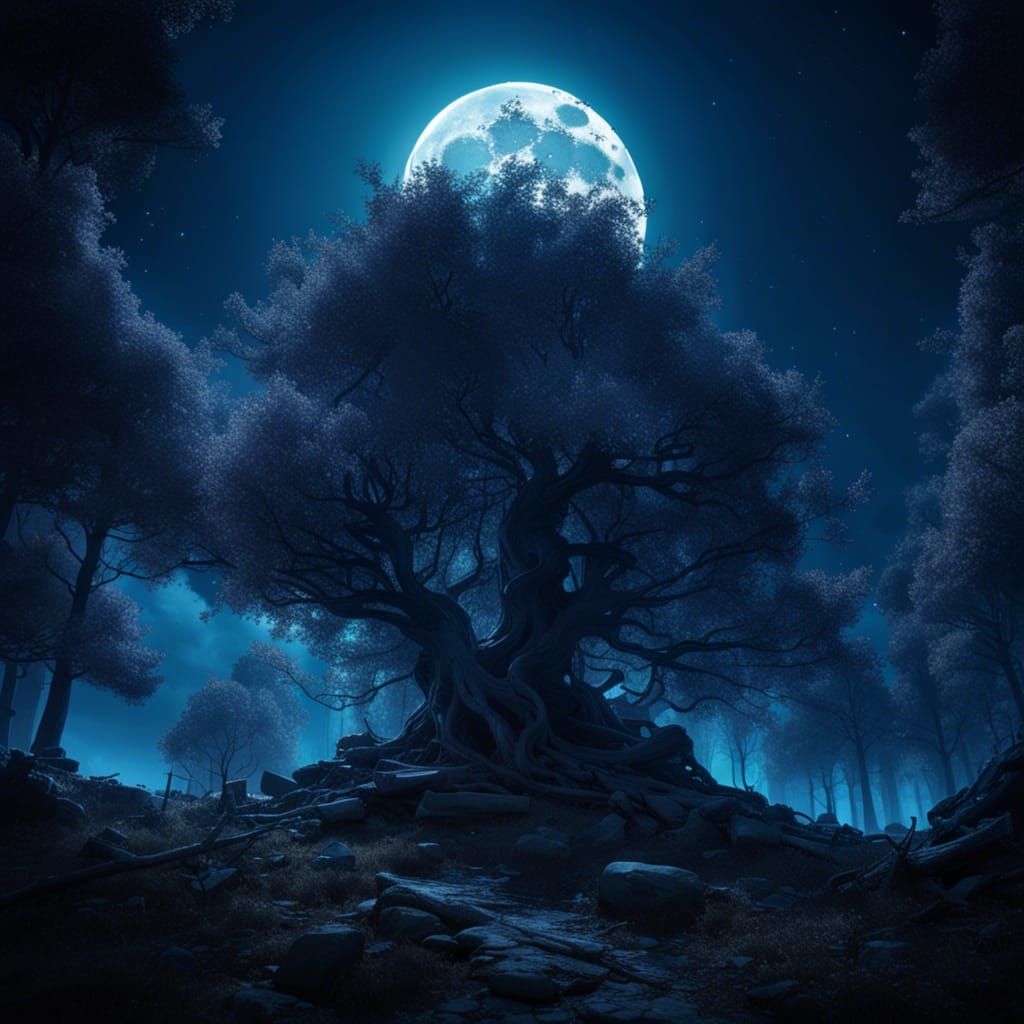 Enchanted Forest at Night: Fantasy Art in 8K